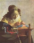 Jan Vermeer The Lacemaker (mk08) oil painting on canvas